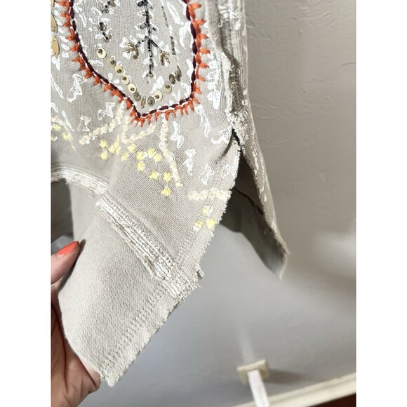 Soft Surroundings Artiste Tunic Top Striped Embroidered Beaded Gray XS New Boho - Picture 8 of 10